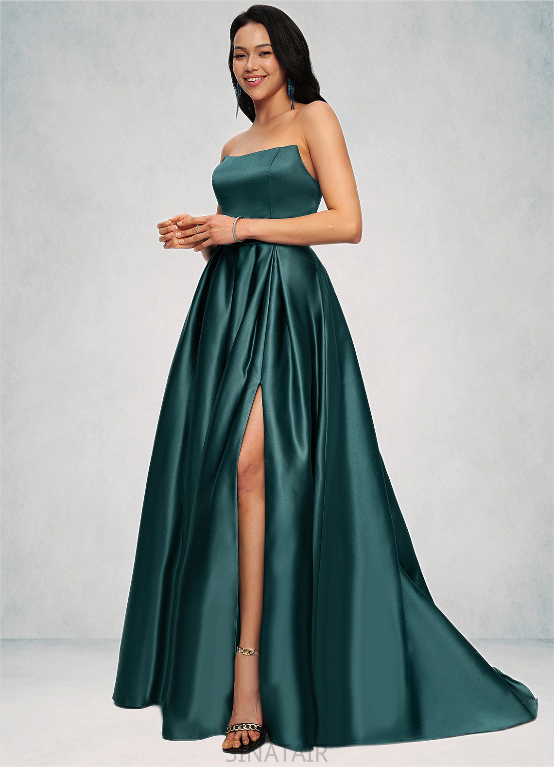 Karissa Ball-Gown/Princess Sweep Train Satin Prom Dresses DHP0022207