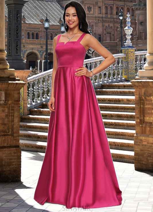 Sophie Ball-Gown/Princess V-Neck Sweep Train Satin Prom Dresses DHP0022215