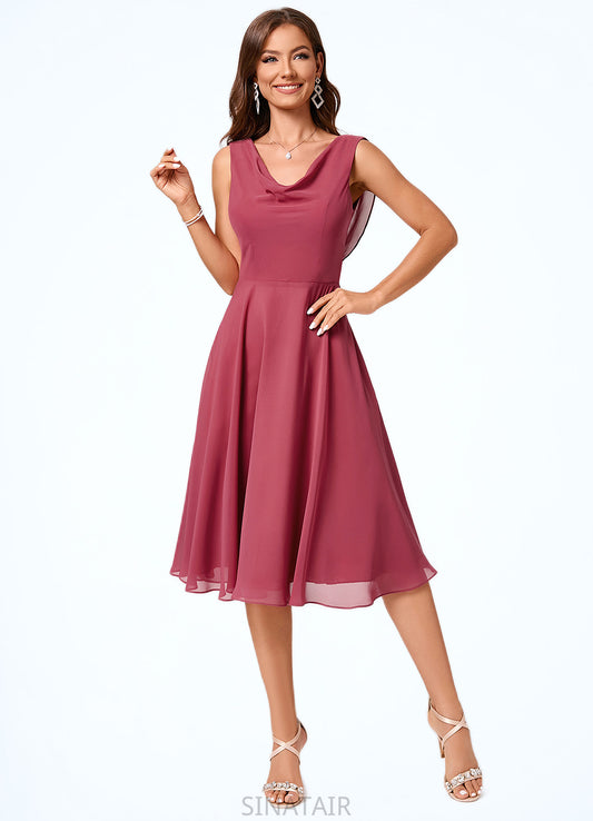 Morgan A-line Cowl Knee-Length Chiffon Cocktail Dress With Ruffle DHP0022232