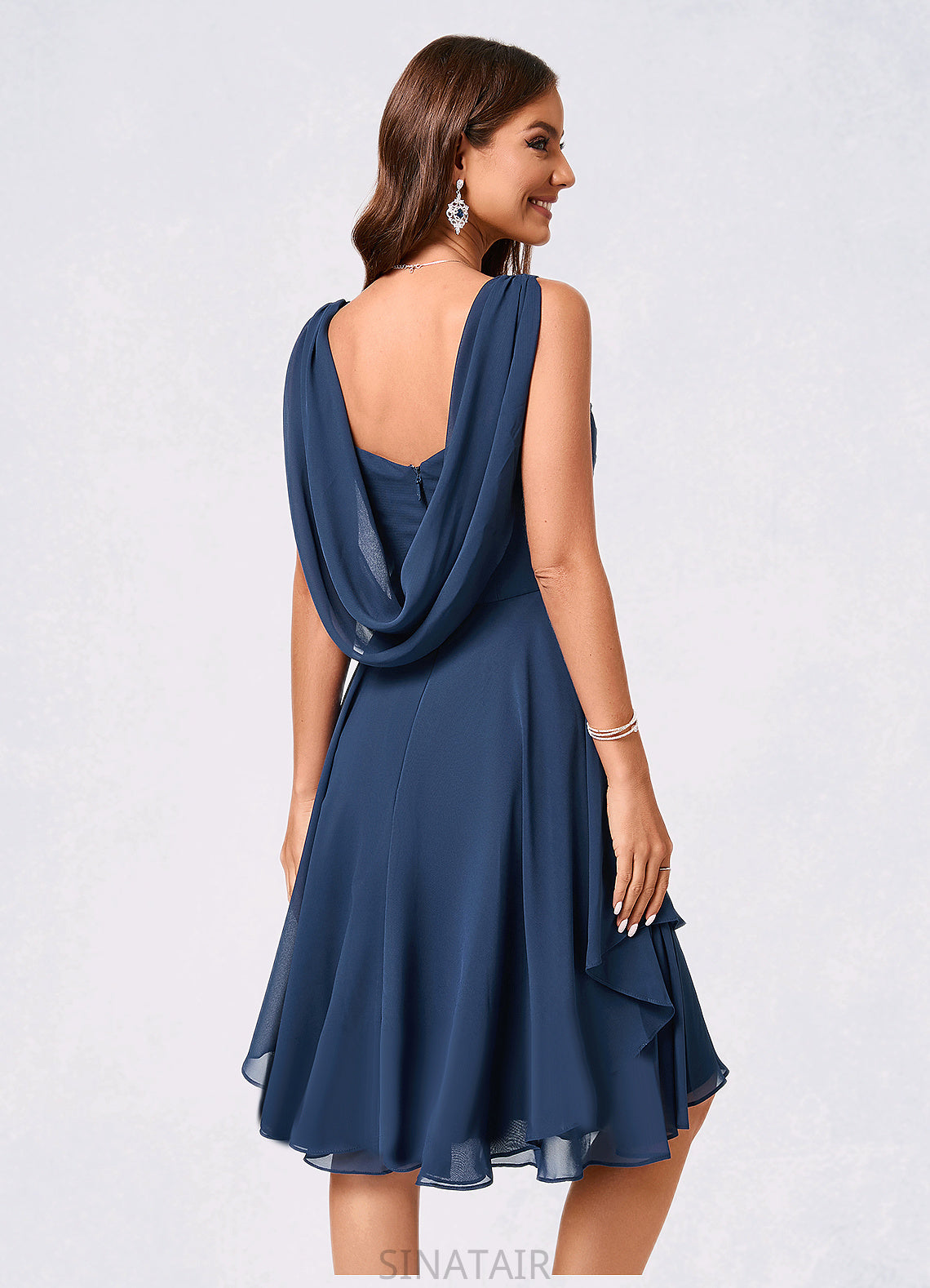 Kendra A-line V-Neck Knee-Length Chiffon Cocktail Dress DHP0022303