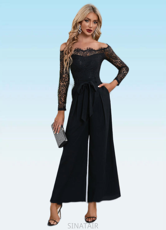 Anika Cold Shoulder Elegant Jumpsuit/Pantsuit Polyester Asymmetrical Maxi Dresses DHP0022319