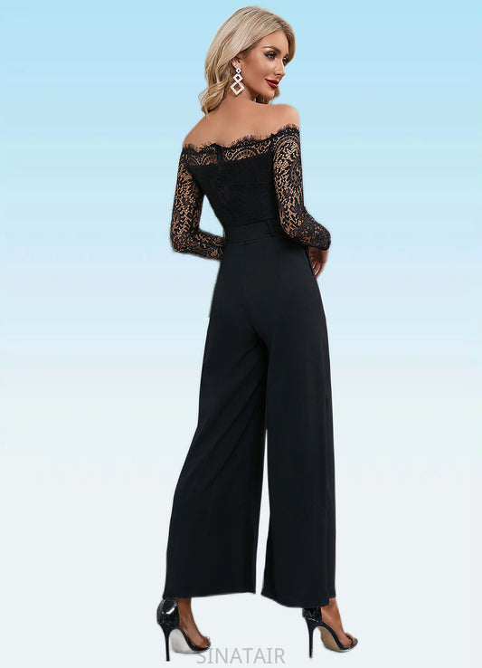 Anika Cold Shoulder Elegant Jumpsuit/Pantsuit Polyester Asymmetrical Maxi Dresses DHP0022319