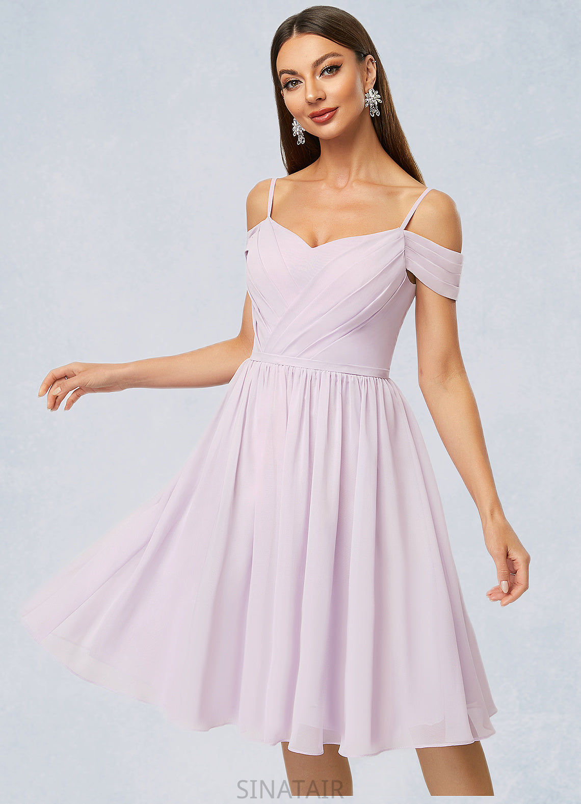 Veronica A-line V-Neck Knee-Length Chiffon Cocktail Dress With Pleated DHP0022367