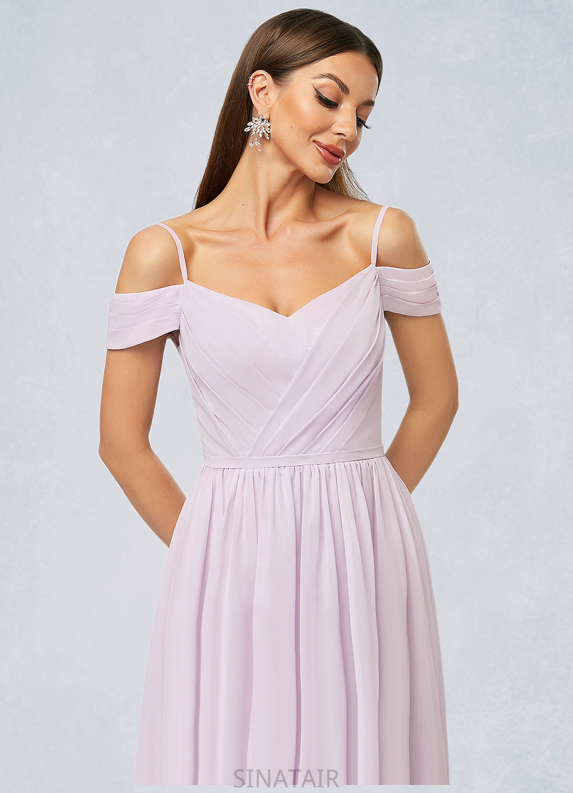 Veronica A-line V-Neck Knee-Length Chiffon Cocktail Dress With Pleated DHP0022367