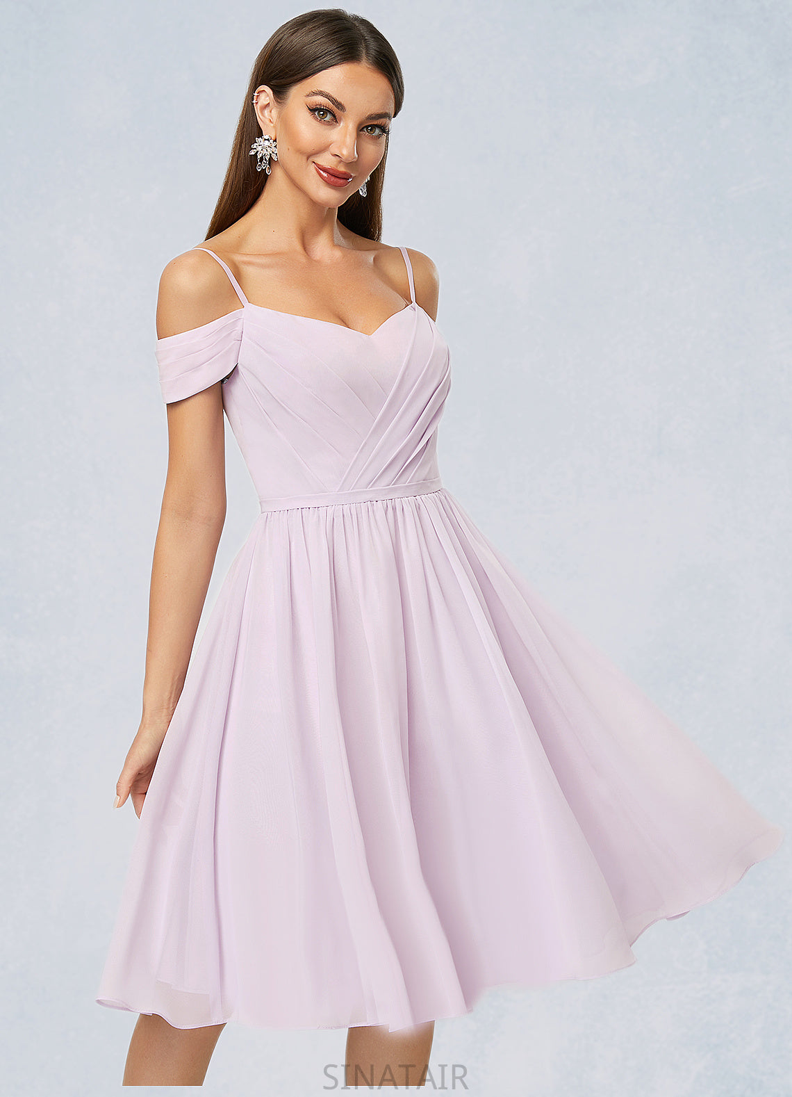 Veronica A-line V-Neck Knee-Length Chiffon Cocktail Dress With Pleated DHP0022367