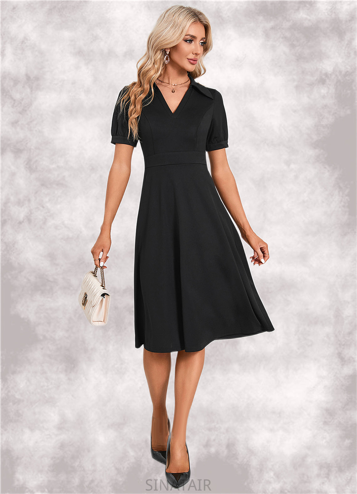 Madelynn V-Neck Elegant A-line Cotton Blends Midi Dresses DHP0022412