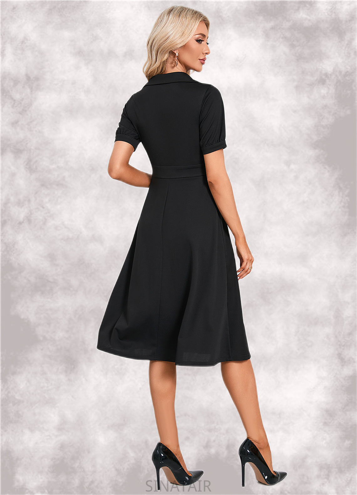 Madelynn V-Neck Elegant A-line Cotton Blends Midi Dresses DHP0022412