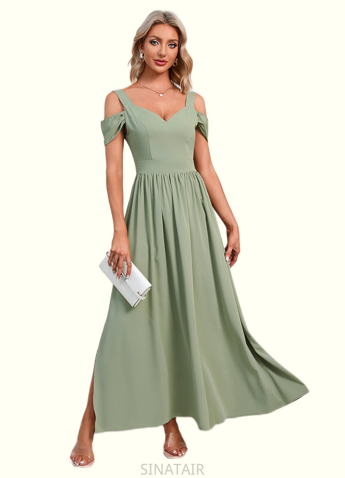 Ryann Ruffle Sweetheart Elegant A-line Polyester Maxi Dresses DHP0022426