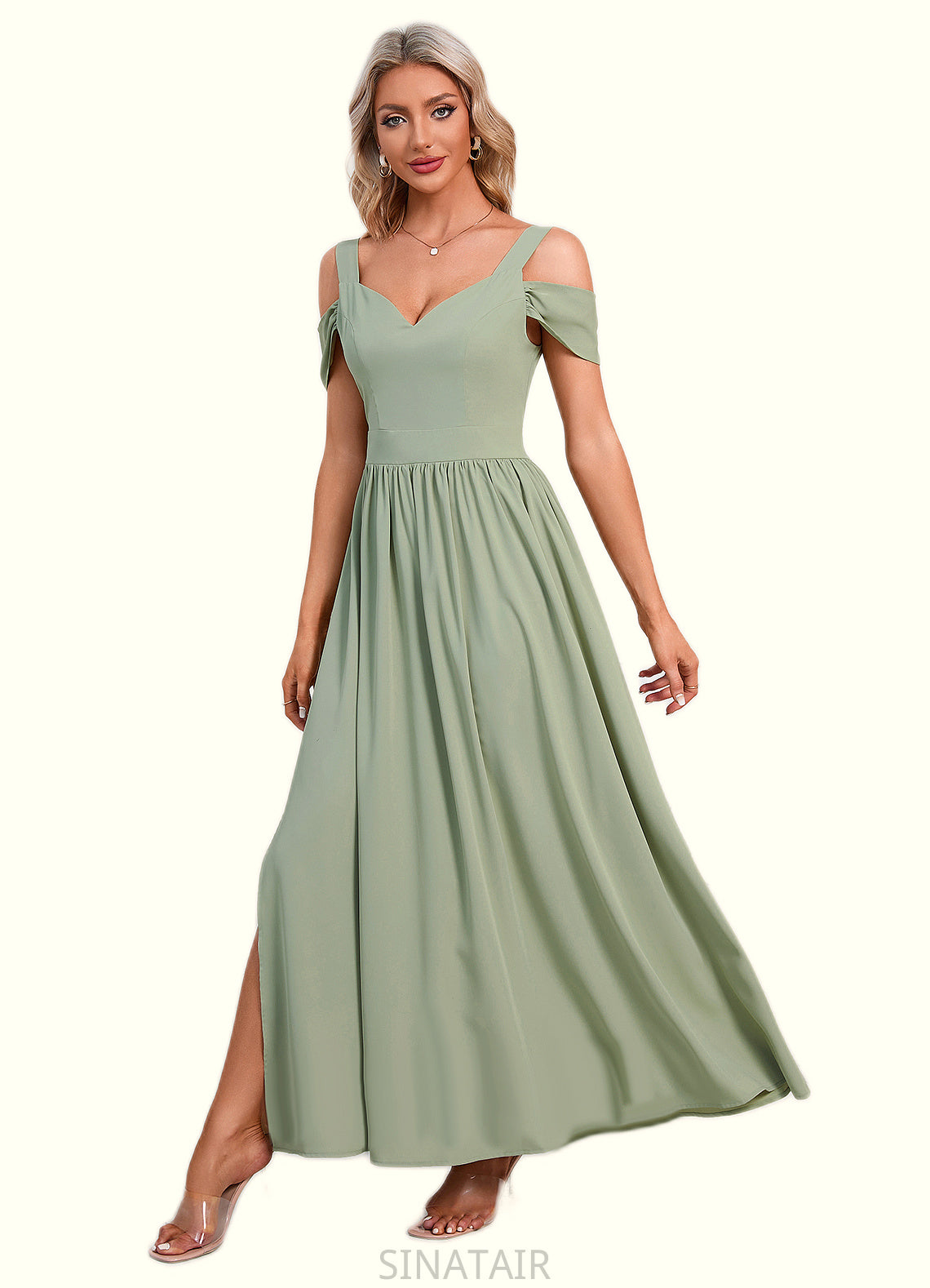 Ryann Ruffle Sweetheart Elegant A-line Polyester Maxi Dresses DHP0022426