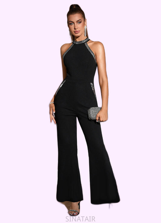 Madge Sequins High Neck Elegant Jumpsuit/Pantsuit Polyester Maxi Dresses DHP0022438