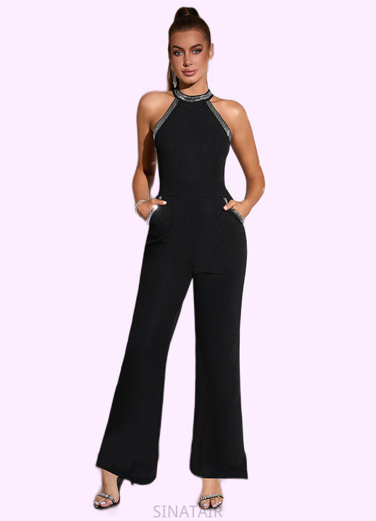 Madge Sequins High Neck Elegant Jumpsuit/Pantsuit Polyester Maxi Dresses DHP0022438