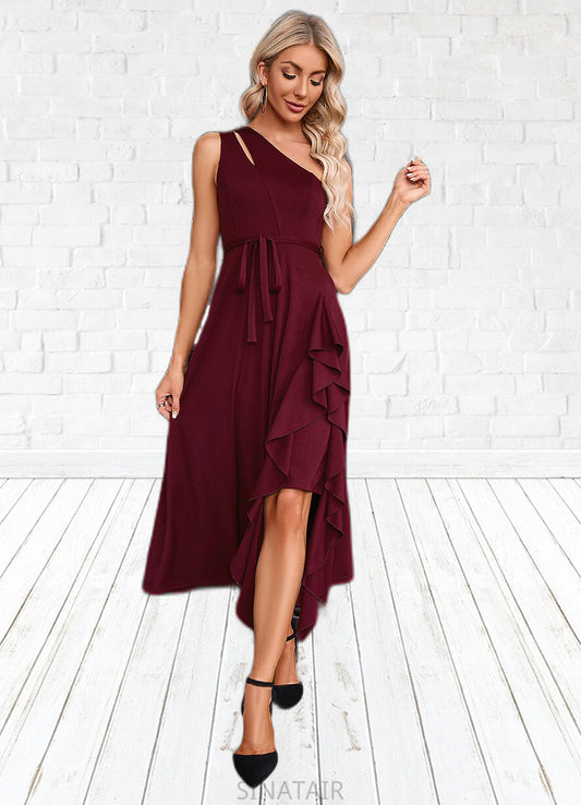 Lilia Cascading Ruffles One Shoulder Elegant A-line Cotton Blends Maxi Dresses DHP0022445