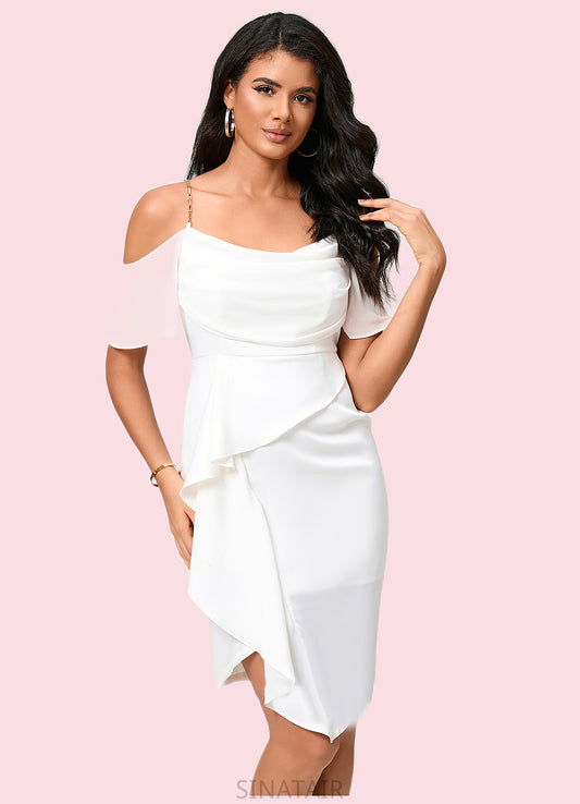 Toni Sheath/Column Off the Shoulder Asymmetrical Chiffon Cocktail Dress With Cascading Ruffles DHP0022460