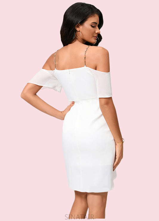 Toni Sheath/Column Off the Shoulder Asymmetrical Chiffon Cocktail Dress With Cascading Ruffles DHP0022460