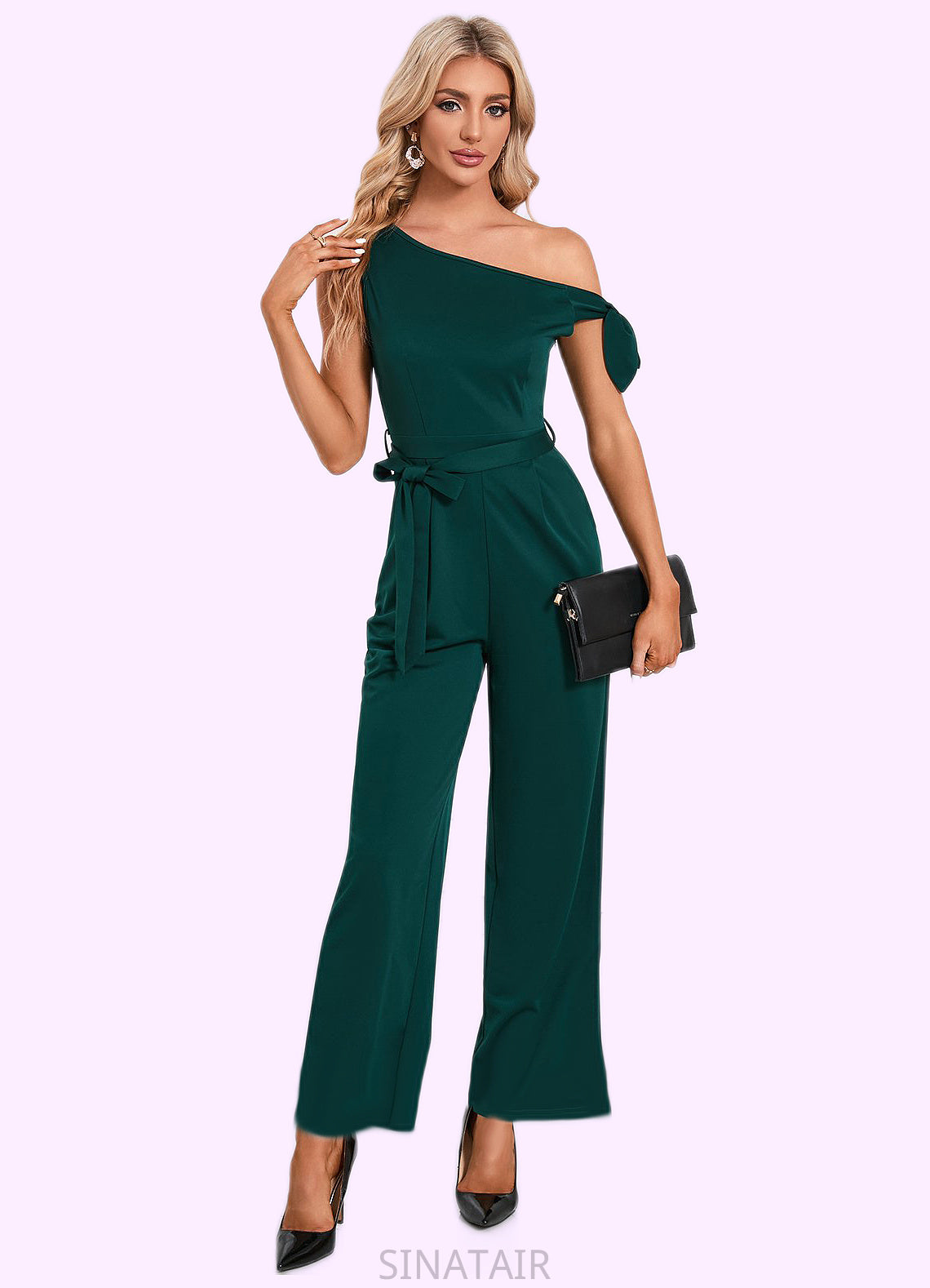 Renee One Shoulder Elegant Jumpsuit/Pantsuit Cotton Blends Maxi Dresses DHP0022491