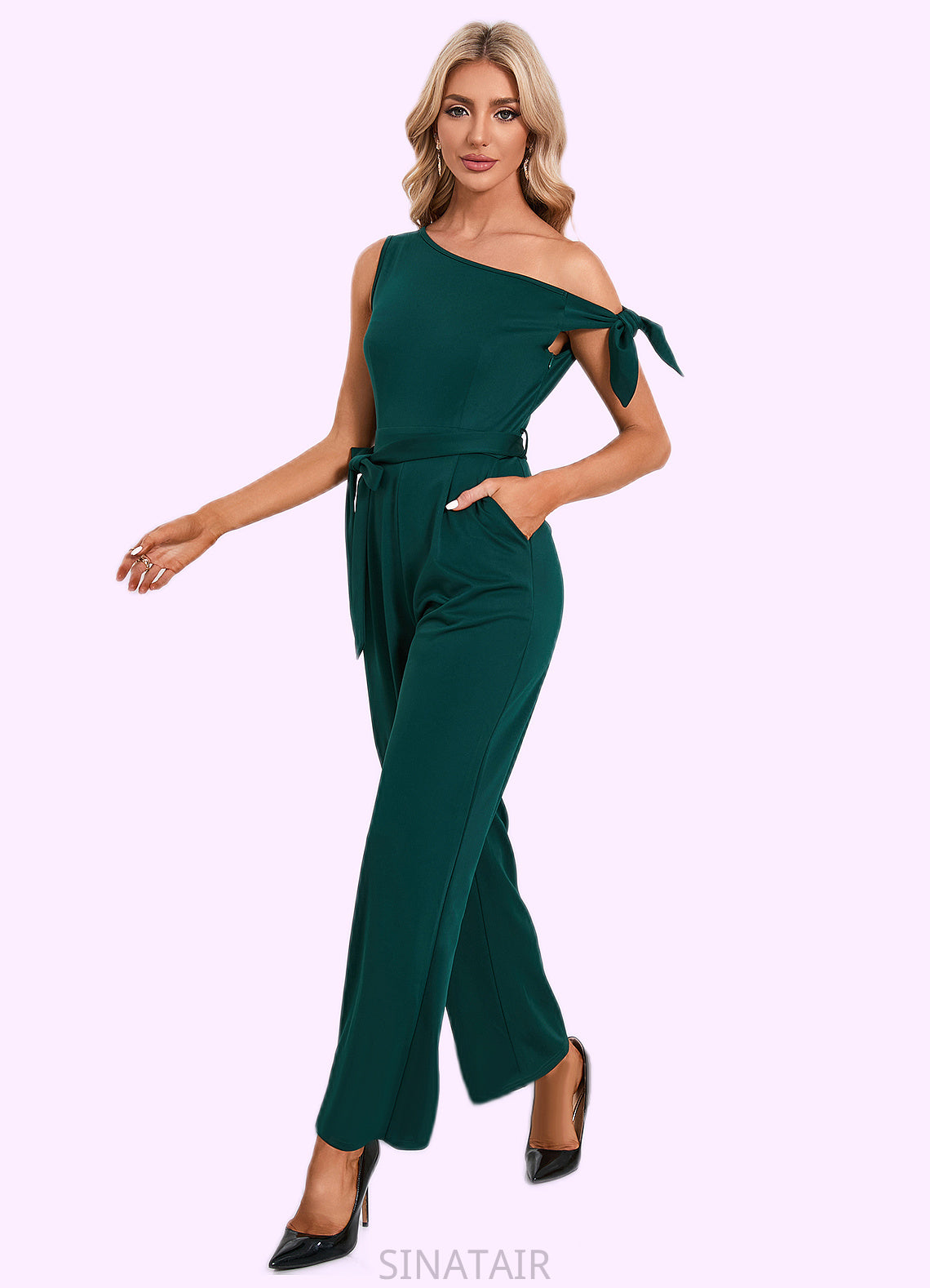 Renee One Shoulder Elegant Jumpsuit/Pantsuit Cotton Blends Maxi Dresses DHP0022491