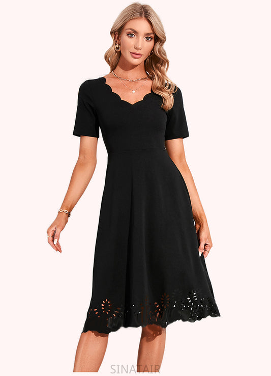 Susan V-Neck Elegant A-line Cotton Blends Midi Dresses DHP0022499