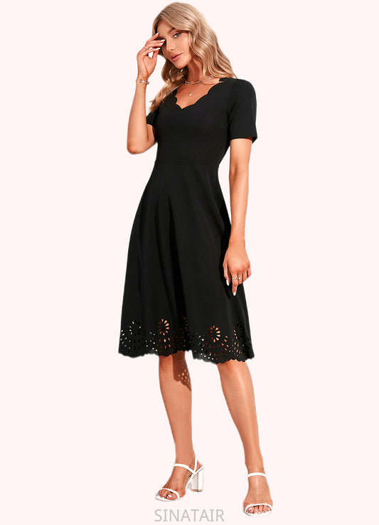 Susan V-Neck Elegant A-line Cotton Blends Midi Dresses DHP0022499