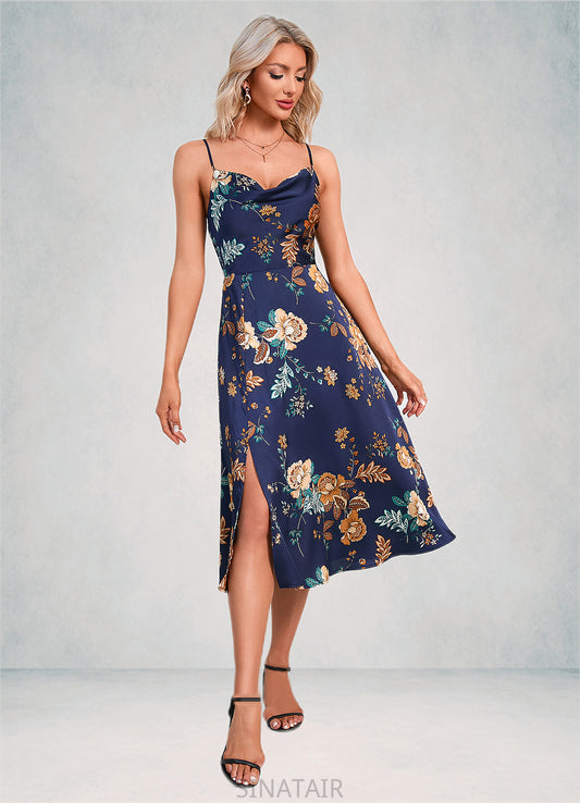 Katelynn Floral Print Cowl Elegant A-line Satin Dresses DHP0022508