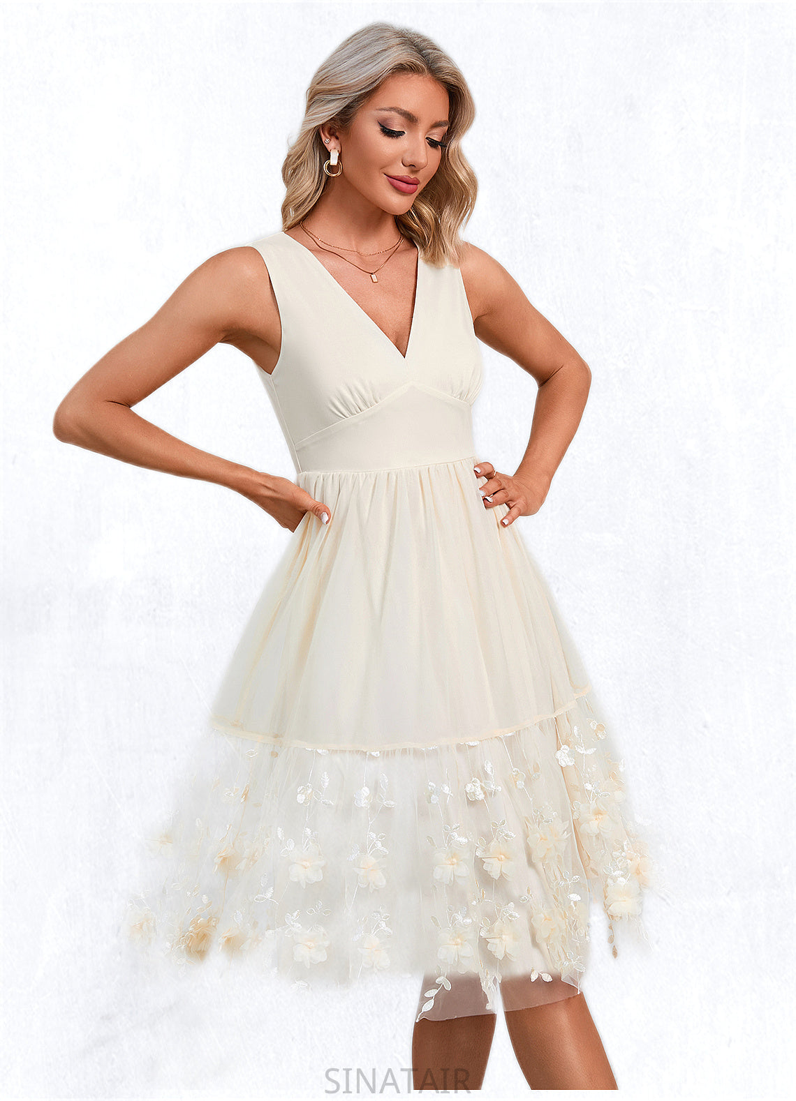 Elisabeth V-Neck Elegant A-line Tulle Dresses DHP0022511