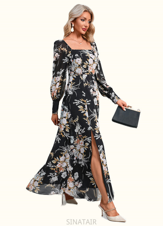 Gladys Floral Print Off the Shoulder Elegant A-line Chiffon Maxi Dresses DHP0022515