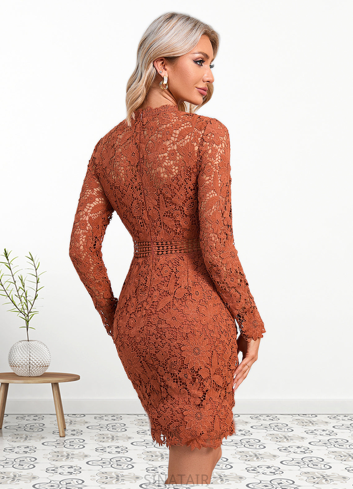 Maeve Scoop Elegant Sheath/Column Lace Mini Dresses DHP0022517