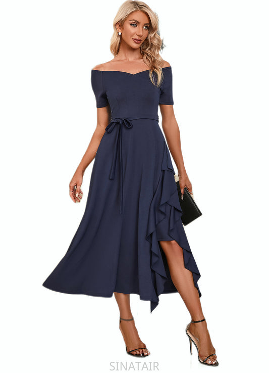 Anna V-Neck Elegant A-line Cotton Blends Midi Dresses DHP0022561