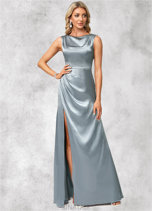 Miah A-line Cowl Scoop Floor-Length Stretch Satin Bridesmaid Dress DHP0022574