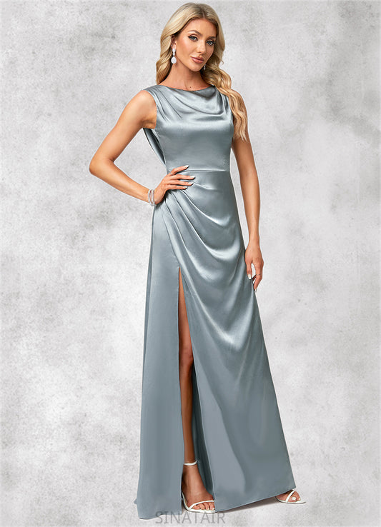 Miah A-line Cowl Scoop Floor-Length Stretch Satin Bridesmaid Dress DHP0022574