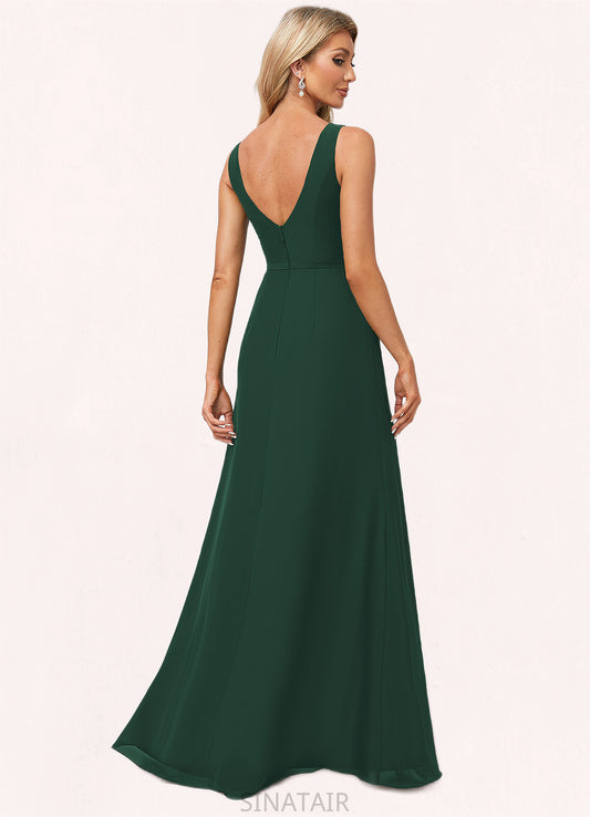 Maryjane A-line Boat Neck Floor-Length Chiffon Bridesmaid Dress DHP0022592