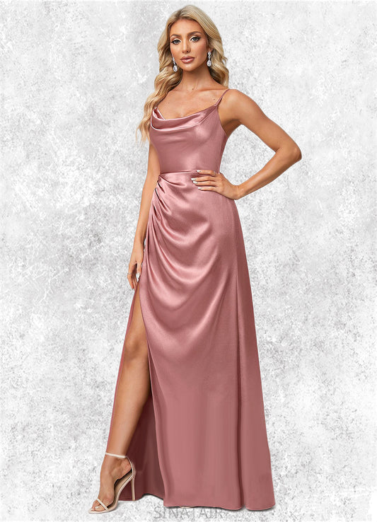 Joslyn A-line Cowl Floor-Length Stretch Satin Bridesmaid Dress DHP0022603