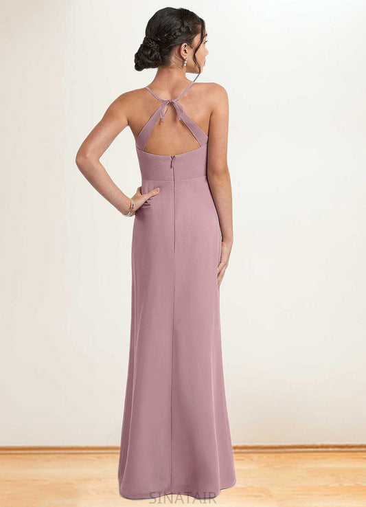 Marianna A-Line Chiffon Floor-Length Junior Bridesmaid Dress dusty rose DHP0022856