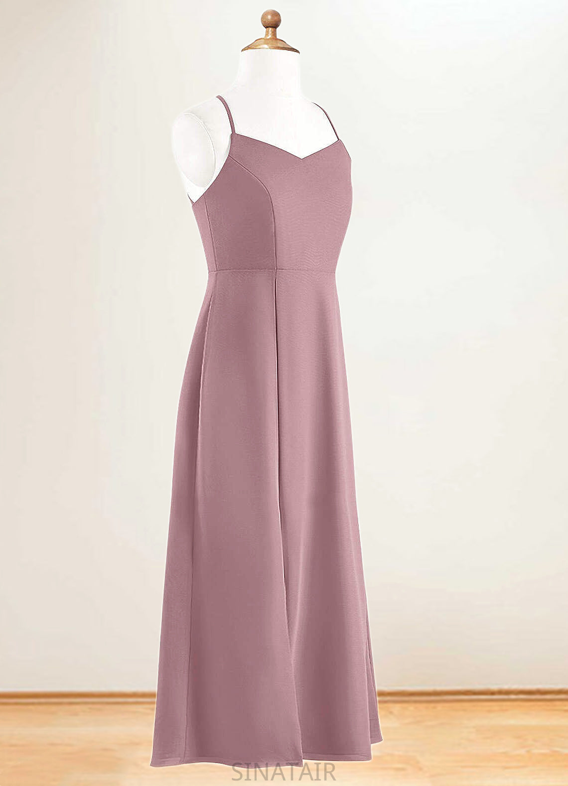 Marianna A-Line Chiffon Floor-Length Junior Bridesmaid Dress dusty rose DHP0022856