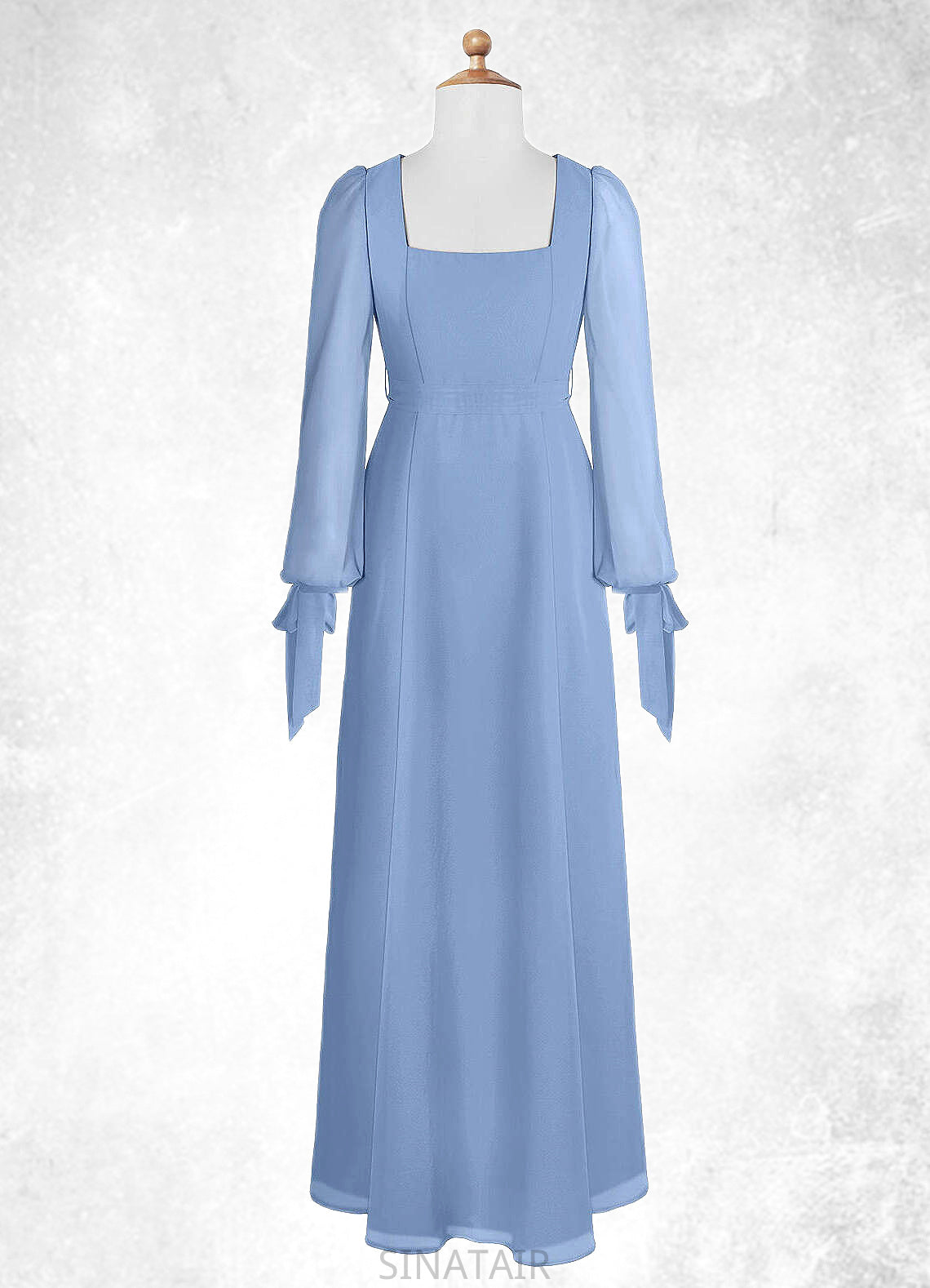 Selah A-Line Chiffon Floor-Length Junior Bridesmaid Dress with Pockets Steel Blue DHP0022867