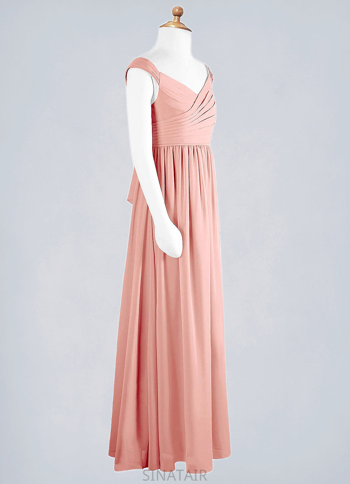 Luz A-Line Pleated Chiffon Floor-Length Junior Bridesmaid Dress Rosette DHP0022868