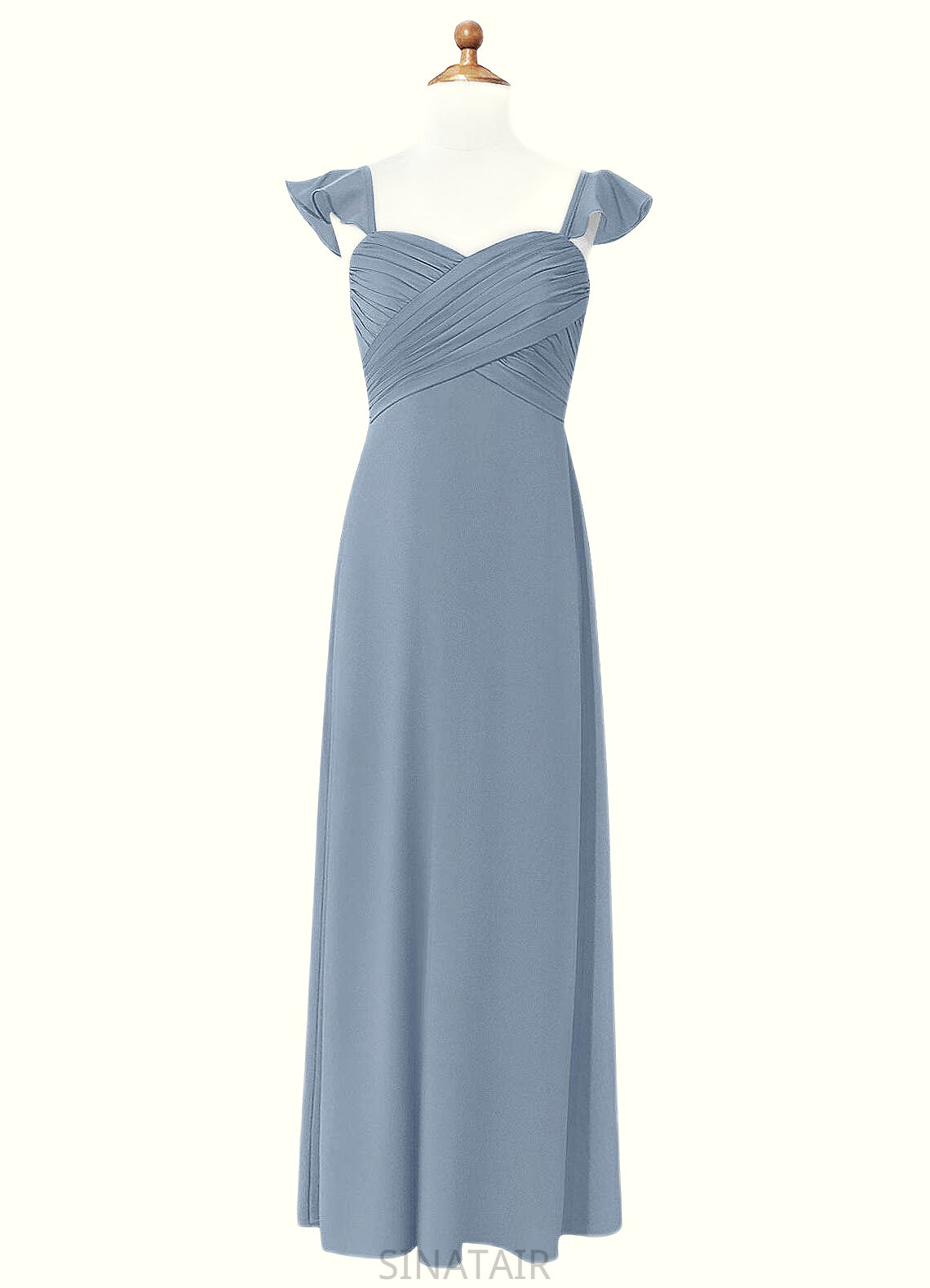 Lauryn A-Line Sweetheart Neckline Chiffon Floor-Length Junior Bridesmaid Dress dusty blue DHP0022869