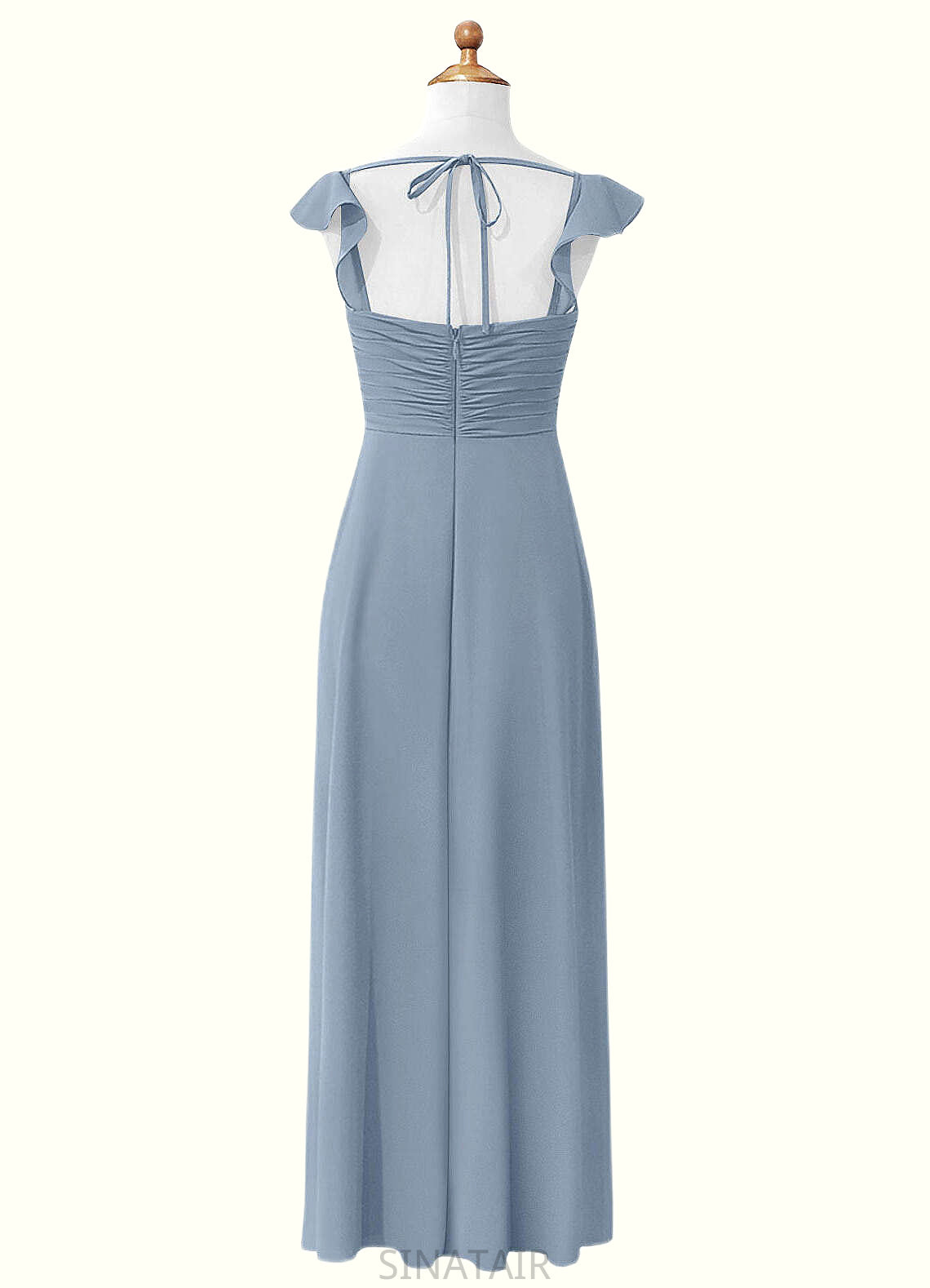 Lauryn A-Line Sweetheart Neckline Chiffon Floor-Length Junior Bridesmaid Dress dusty blue DHP0022869