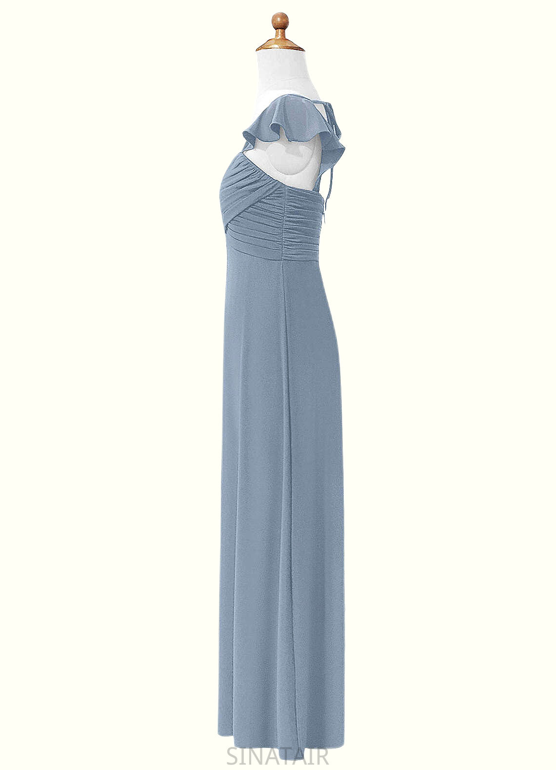 Lauryn A-Line Sweetheart Neckline Chiffon Floor-Length Junior Bridesmaid Dress dusty blue DHP0022869