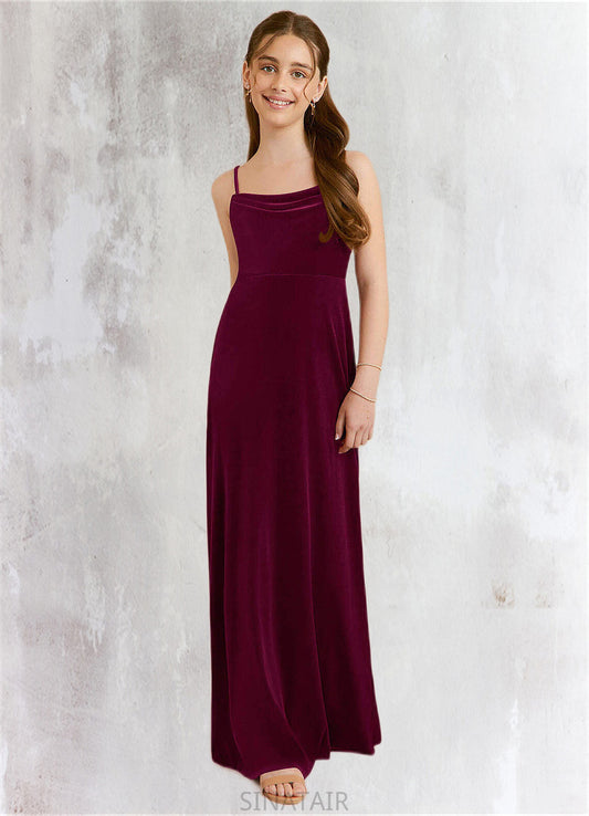 Ashleigh A-Line Velvet Floor-Length Junior Bridesmaid Dress Cabernet DHP0022870