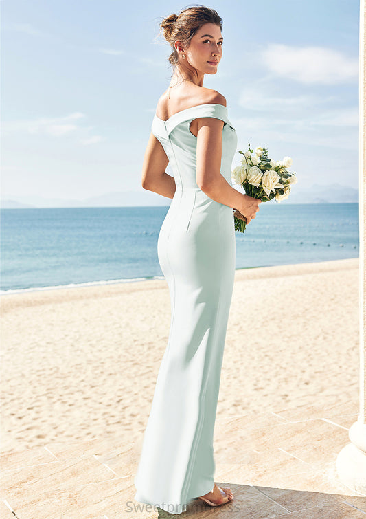 Trumpet/Mermaid Off-the-Shoulder Sleeveless Floor-Length Stretch Crepe Bridesmaid Dresses with Split Arabella DHP0025274