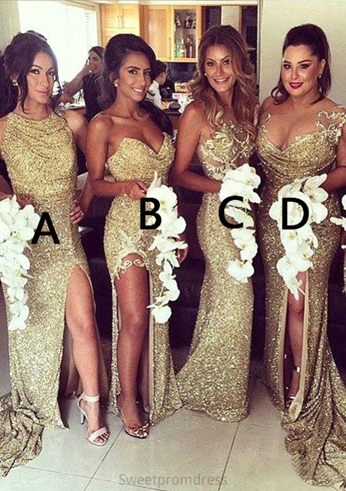 Bateau Sleeveless Sweep Train Sheath/Column Sequined Bridesmaid Dresses Liberty DHP0025321