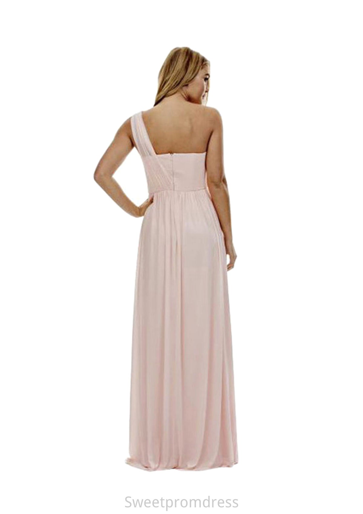 A-Line/Princess One-Shoulder Long/Floor-Length Chiffon Bridesmaid Dresses Emely DHP0025329