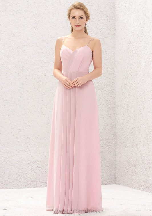 A-line Sweetheart Sleeveless Long/Floor-Length Chiffon Bridesmaid Dresses With Pleated Dominique DHP0025335