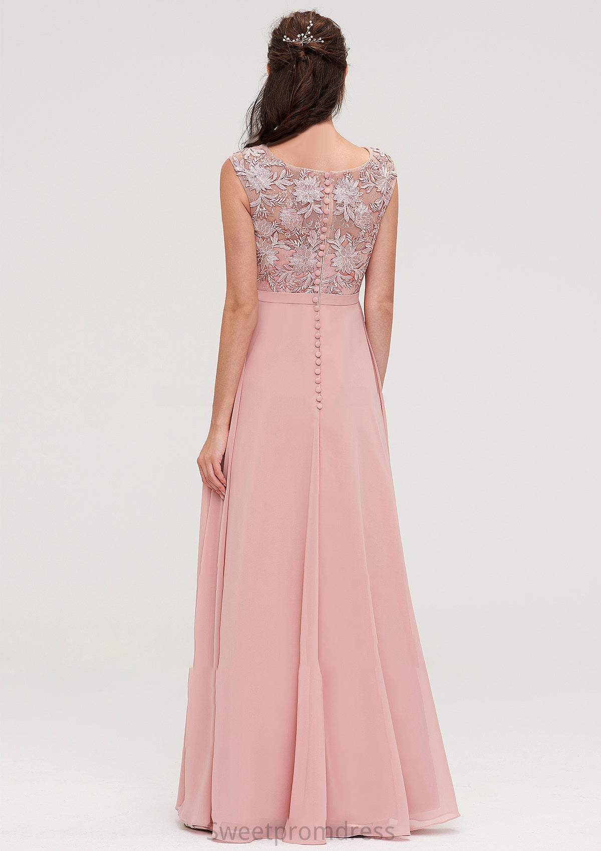 Sleeveless Chiffon A-line/Princess Long/Floor-Length Bridesmaid Dresseses With Sashes Appliqued Kayleigh DHP0025348