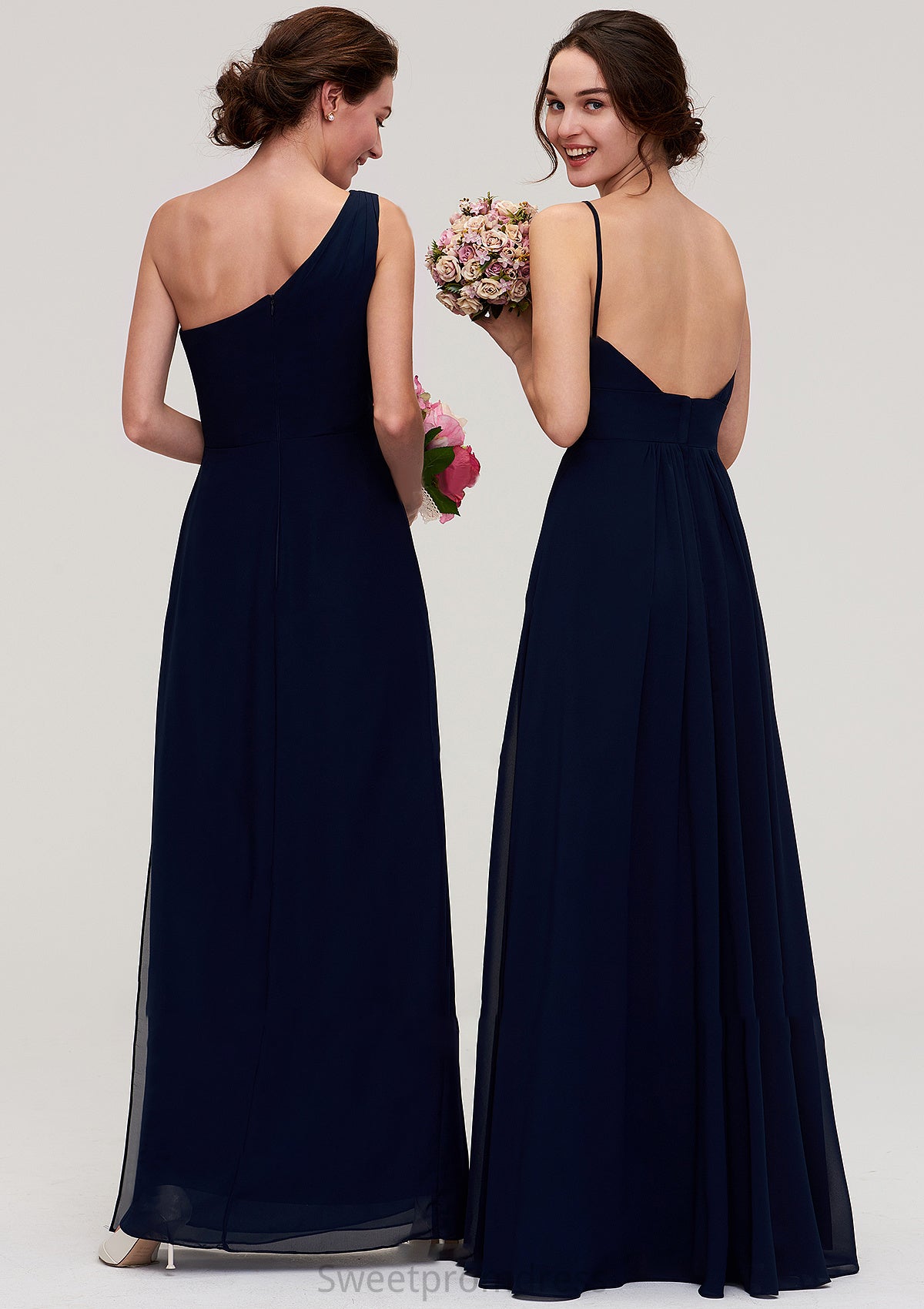 Sleeveless V Neck A-line/Princess Chiffon Long/Floor-Length Bridesmaid Dresseses With Pleated Beatrice DHP0025357