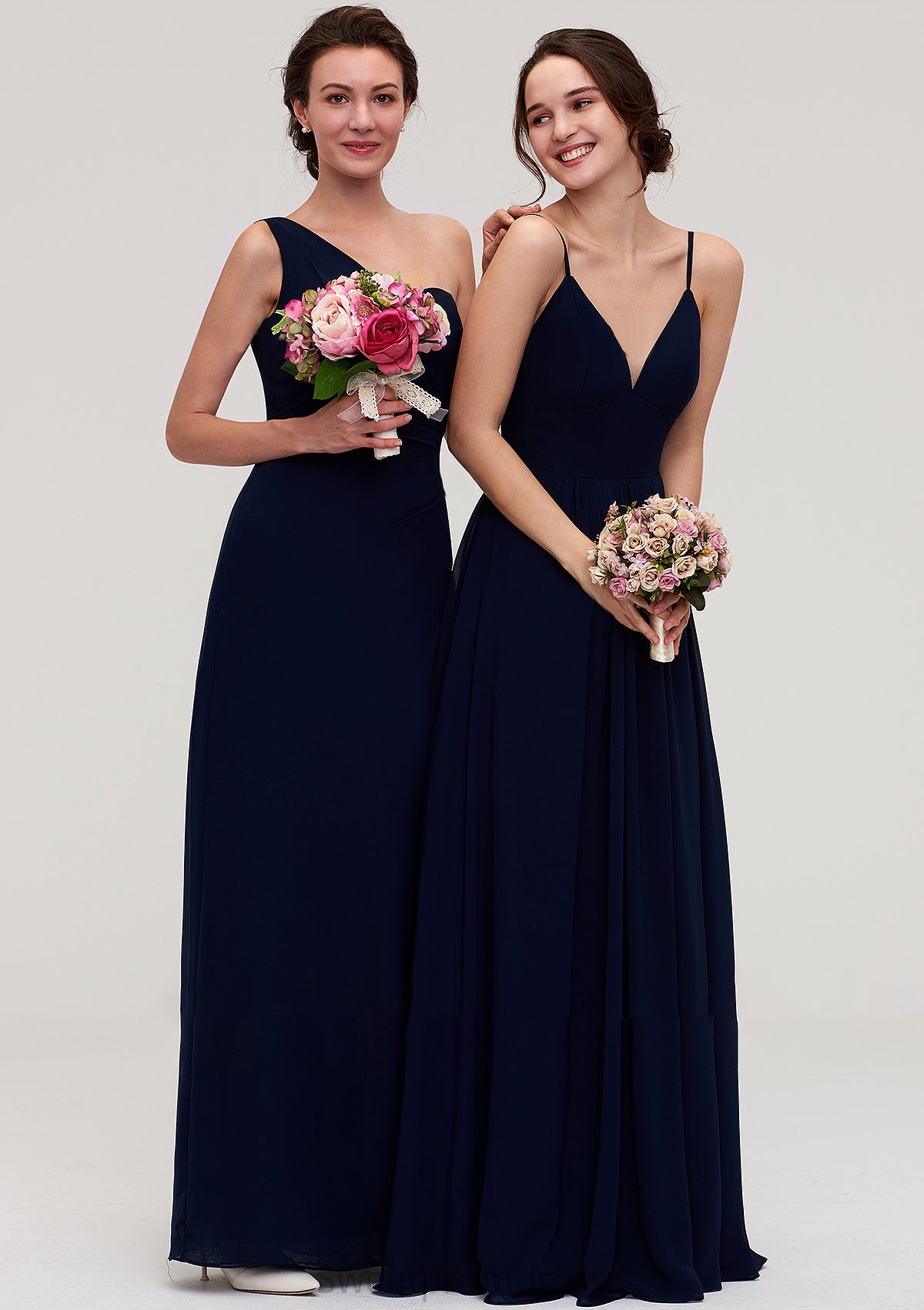 Sleeveless V Neck A-line/Princess Chiffon Long/Floor-Length Bridesmaid Dresseses With Pleated Beatrice DHP0025357