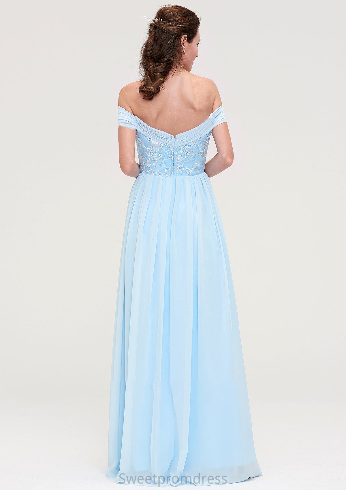 Off-the-Shoulder Sleeveless Chiffon A-line/Princess Long/Floor-Length Bridesmaid Dresseses With Pleated Appliqued Paityn DHP0025431