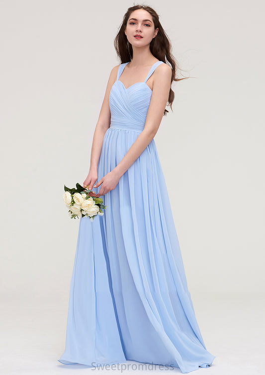 Sleeveless Sweetheart Long/Floor-Length Chiffon A-line/Princess Bridesmaid Dresses With Pleated Jacqueline DHP0025437