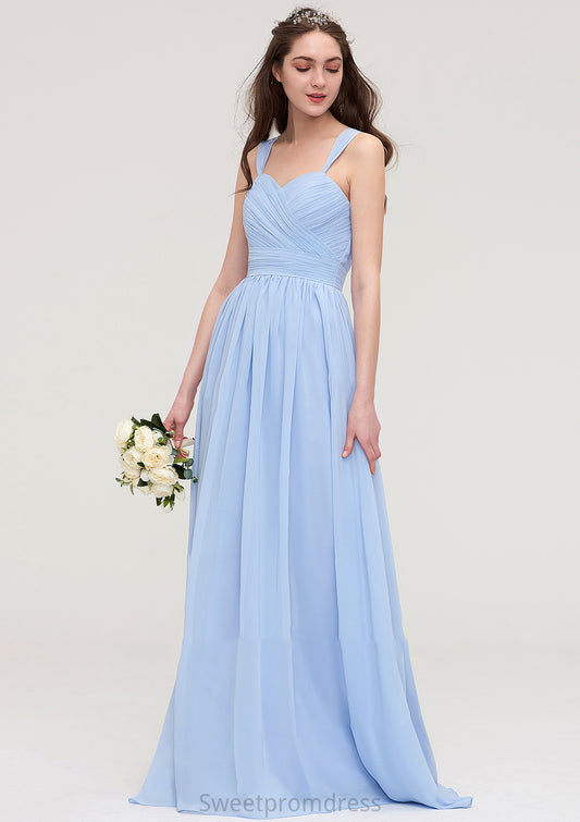 Sleeveless Sweetheart Long/Floor-Length Chiffon A-line/Princess Bridesmaid Dresses With Pleated Jacqueline DHP0025437