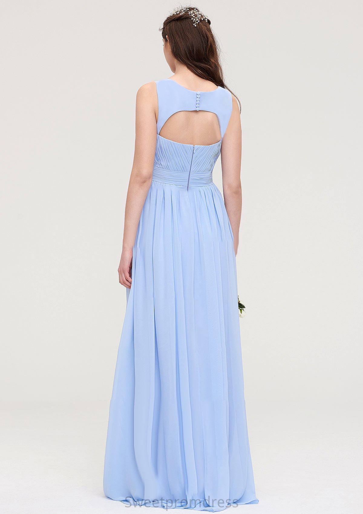 Sleeveless Sweetheart Long/Floor-Length Chiffon A-line/Princess Bridesmaid Dresses With Pleated Jacqueline DHP0025437